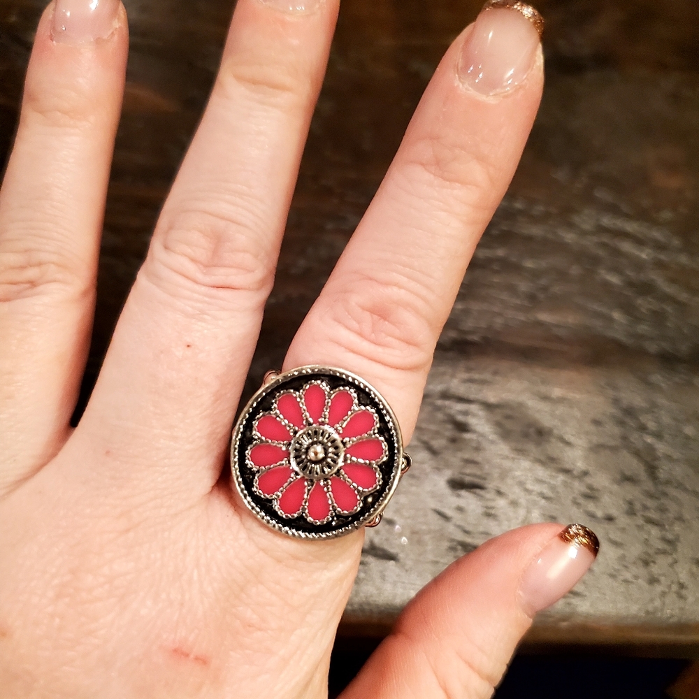 Silver and Pink Paparazzi Ring